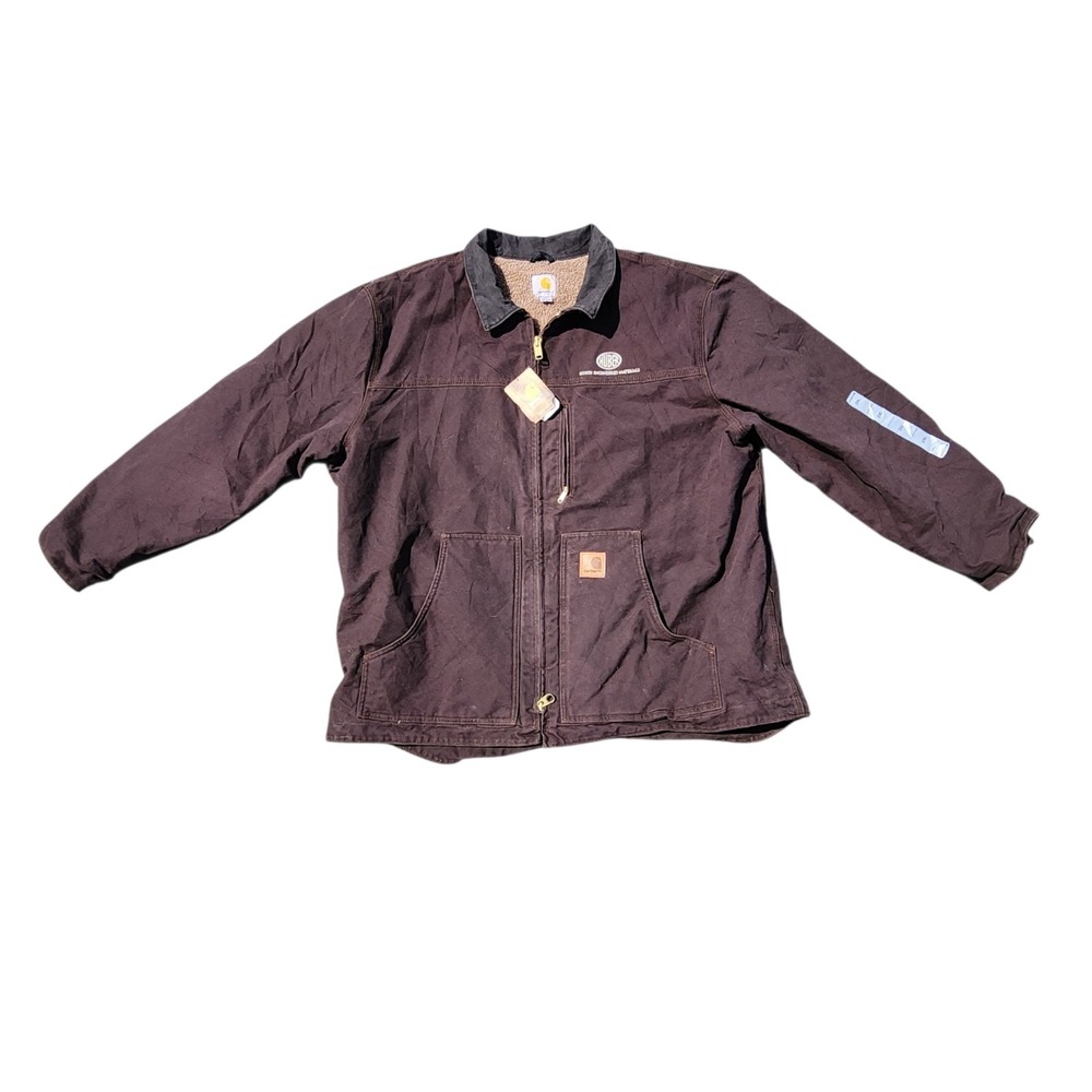 Carhartt C61 Sandstone Duck Jacket 2XL Brown Sherpa Lined NWT Embroidered